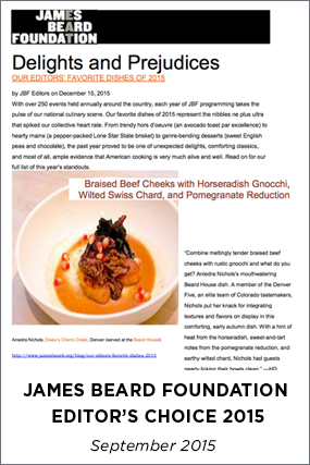 JAMES BEARD FOUNDATION - EDITOR'S CHOICE 2015